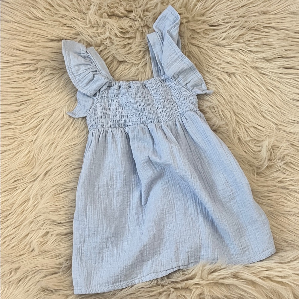 Cat & Jack • Light Blue Smocked Ruffle Strap Kids Dress